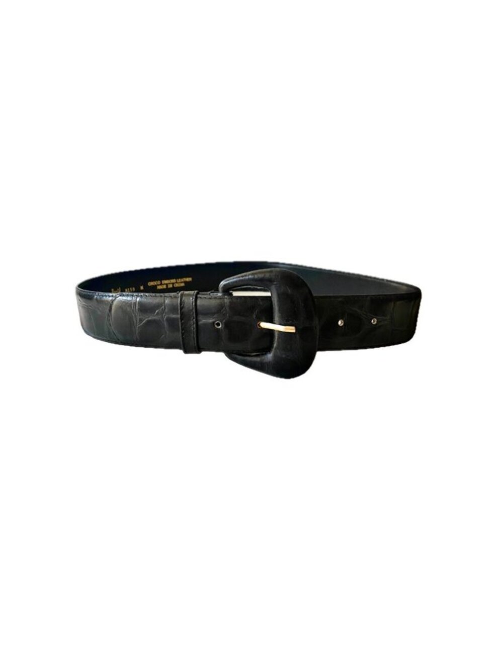 Magid Womens Croc Embossed Black Leather Belt  Size M